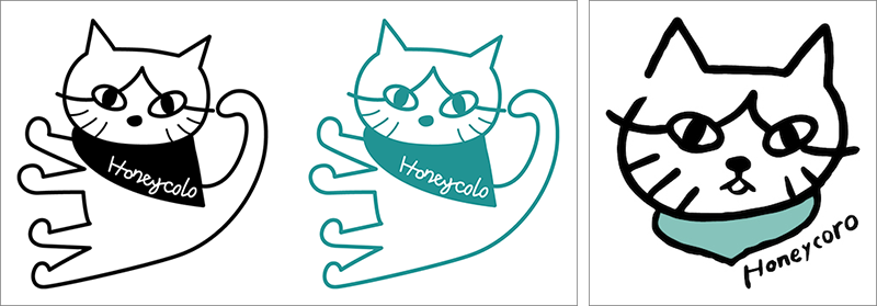 ブランドキャラクター「ハニコロ」の初稿と完成形